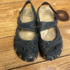 Earth Origins Bosk Benji Womens Sandals 6W Black Leather Comfort Walking